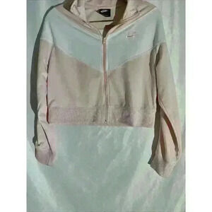 Nike Women’s pink and White cropped Chevron  Track Jacket Size Large